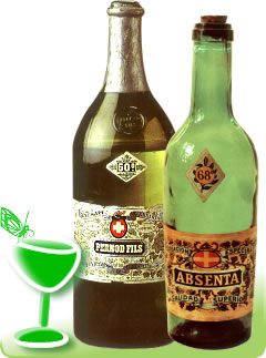 Vintage bottles of alcohol-strong absinthe
